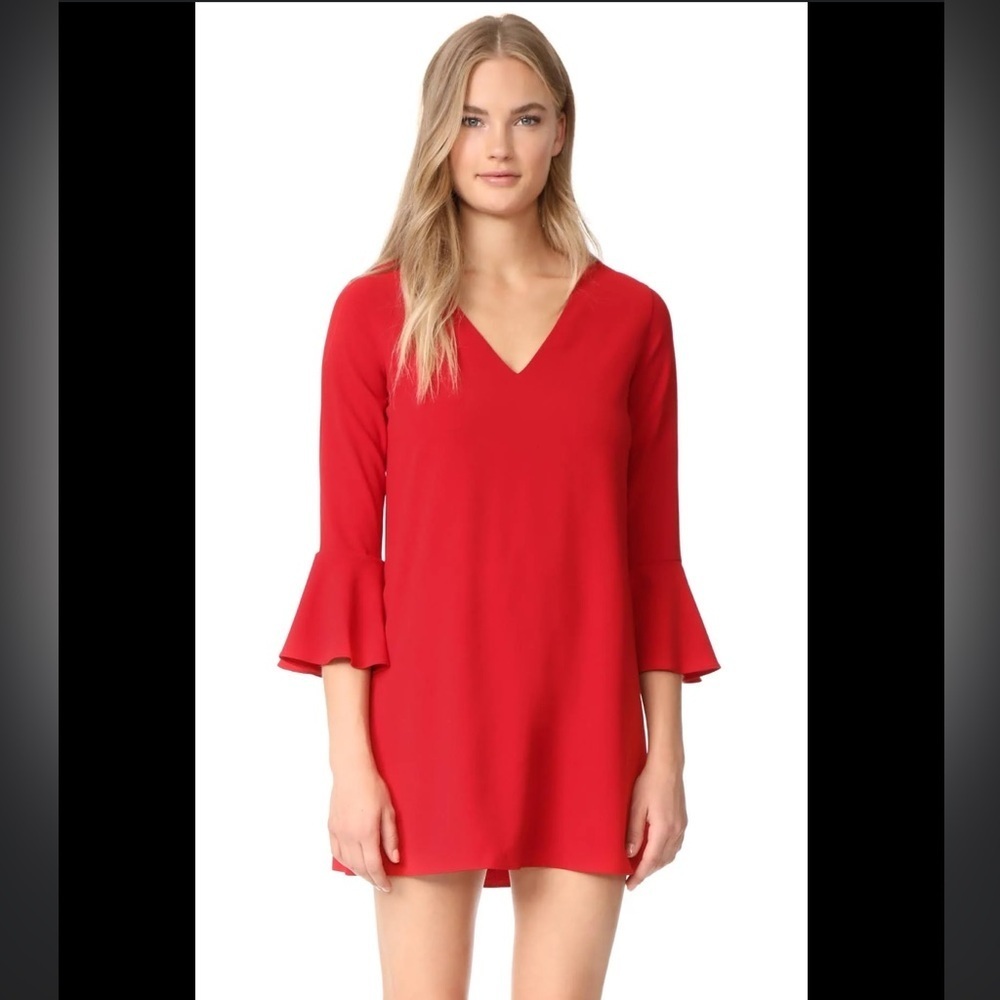 Alice + Olivia‎ Tameika Vibrant Red Trumpet Sleeve Dress Size 8